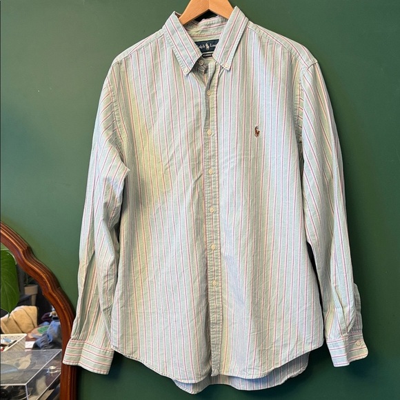 Polo Ralph Lauren Other - VNTG Ralph Lauren Mens XL Mint, Pink & Blue Striped Button-down Oxford Preppy